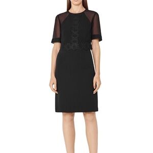 Reiss Shauna Black Lace Overlay Dress